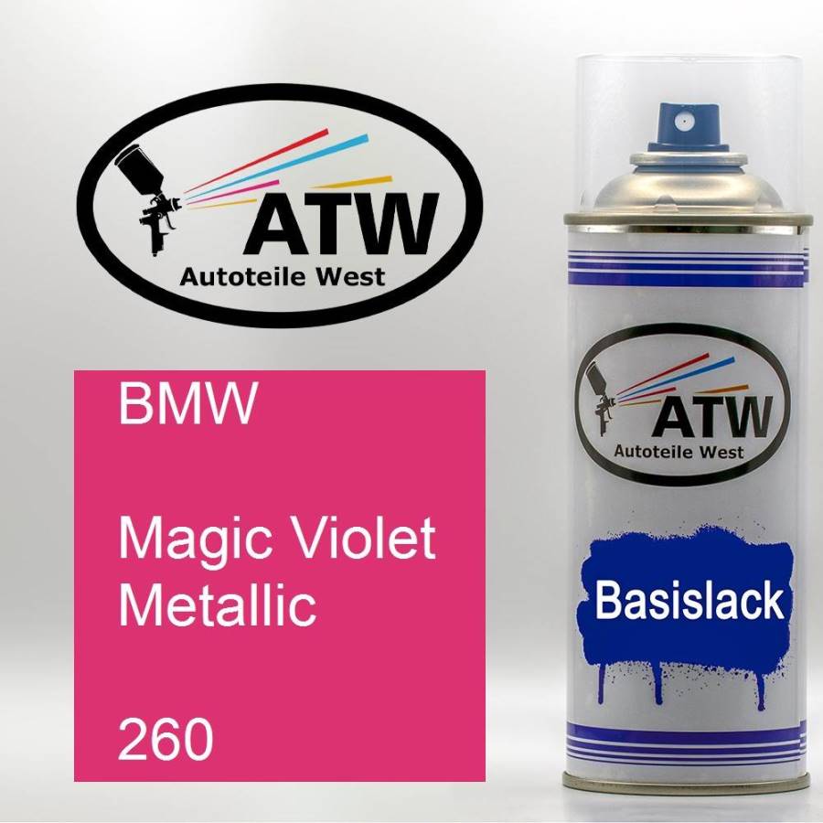 BMW, Magic Violet Metallic, 260: 400ml Sprühdose, von ATW Autoteile West.